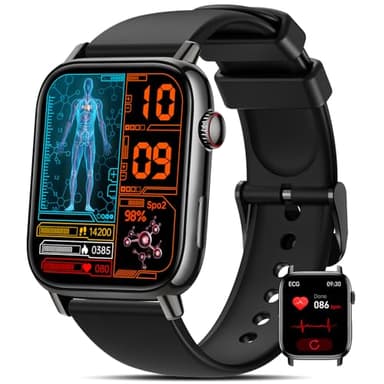 BANLVS 2025 Smartwatch Herren Damen mit ΒΙυtｚυcker/EKG/HRV, 1,83" Gesundheitsuhr mit Herzfrequenz, SpO2, Schlafmonitor, Blutdruck 145+ Sportmodi IP68 Fitnessuhr Schrittzähler iOS Android Schwarz