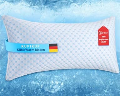 KUFIKUF Kopfkissen 40x80, Kühlendes Kopfkissen, Nackenstützkissen Höhenverstellbar für Seiten, Rücken & Bauchschläfer, Ergonomisches Kissen für Nackenschmerzen/Allergiker mit Waschbarem Bezug