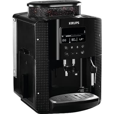 Krups EA8150 Kaffeevollautomat Essential Espresso | 1450 Watt | 1,7 Liter Wassertank | 15 bar | LCD-Display | 3 Temperaturstufen + 3 Mahlgrade | Schwarz