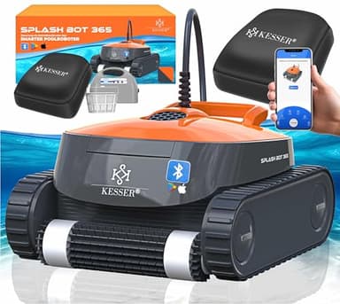 KESSER® Poolroboter für Boden und Wand, Poolsauger bis 100m² Pools & eine leistungsstarke Reinigung, Poolreiniger vollautomatisch mit App-Funktion & Kontrollmodul, Inkl. Abdeckung, Klettermechanismus