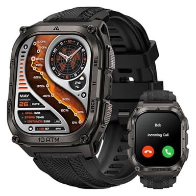 KOSPET Tank M4 GPS Smartwatch Herren, Voll Edelstahl, Globale Offline-Karten & 6 Satelliten-System, 100 m Wasserdicht, 50-Tage Akku, Bluetooth-Anrufe, 24/7 Herzfrequenz/Schlafüberwachung