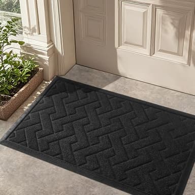 LEKEEPGO Fußmatte außen und innen, rutschfeste Fußmatte, waschbar Fussmatte aussen, saugfähig Schmutzfangmatte außen Türmatte Fußabtreter für Haustür, Eingang, Outdoor, 43 x 75 cm, Schwarz