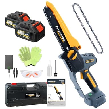 Prunarbo Akku-Kettensäge 8 Zoll Elektrische Astsäge Brushless mit 2 4Ah mit Automatischer Öler und Ersatzkette Handkettensäge für Holzschneidenz (PR-E8)