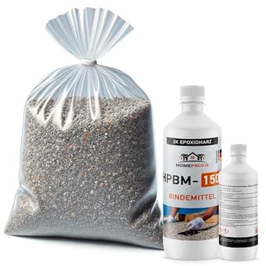 Home Profis® Steinteppich Innen & Außen (bis 10,0 m²) | Grigio Bardiglio (Grau) | Über 10 Farben | Marmorkies inkl. 2K Epoxidharz Bindemittel | Für Balkon, Terrasse, Wohnraum & Garage| HPST-2000