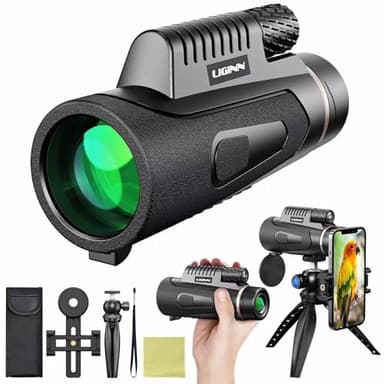 Ant Warrior Monokular Teleskop 12x50, HD Monokulars Fernglas mit Smartphone Halterung Stativ, FMC BAK4 Prisma Wasserdicht Kompakt Monokulars für Erwachsene Vogelbeobachtung Reisen (Schwarz)