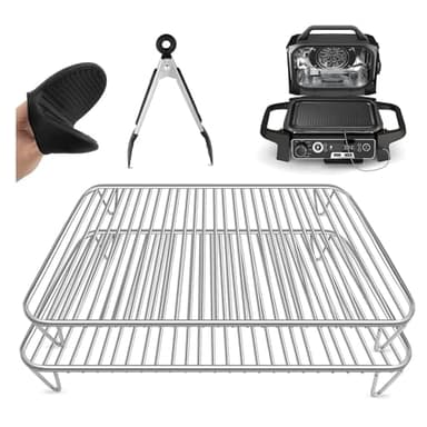 HAIWILL 2 Stück Grillrost Edelstahl für Ninja Woodfire Elektrogrill & Smoker, Grill Zubehör Kompatibel mit Ninja Wood Fire OG701EU OG751EU 7-in-1-Outdoor Grill, Spülmaschinengeeignet