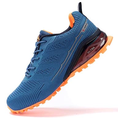 Kricely Traillaufschuhe Herren Leicht Atmungsaktiv Wanderstiefel rutschfest Laufschuhe Outdoor Fitness Straßenlaufschuhe（Blau 45）
