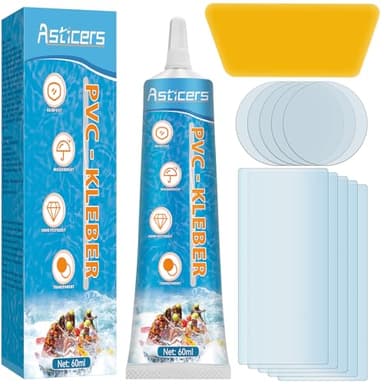 Pool Reparaturset, Heavy Duty Poolfolie Reparaturset, Wasserdichtes Pool Flickzeug, PVC Reparaturset ist für Aufblasbare Gegenständen, Whirlpools, oberirdische Pools, Aufblasbare Spa-Pools (60ml)