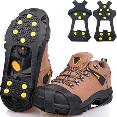 Spikes für Schuhe Winter mit 10 Anti Rutsch Spikes, Schuhspikes Anzuziehen Einfach AnSchuhen, Geeignet Zum Wandern, Wandern, Eisfischen, Schnee, EIS Usw. Winterliche Outdoor AktivitäTen (M:36-41)