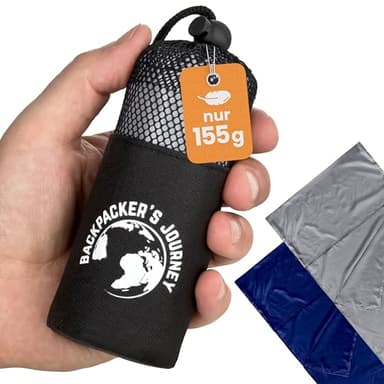 Backpacker's Journey Hüttenschlafsack (nur 168g), ultraleichter und platzsparender Reiseschlafsack aus Polyester. Ideal für Backpacking, Hostels und Hütten (90 cm, grau)