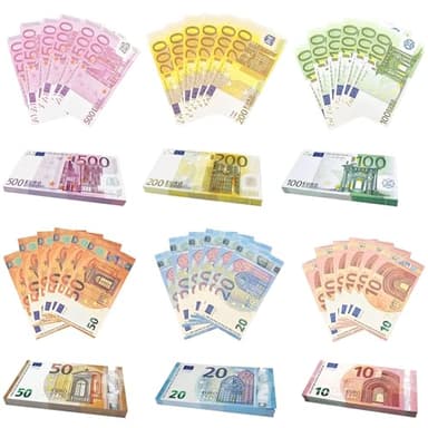 Spielgeld,120 Blätter Spielgeld Euro Scheine Nennwert 10/20/50/100/200/500, Geeignet für Kinder ältere Menschen, um Das Zählen Zählen zu Lernen und die Kognitiven Fähigkeiten des Geldes zu Verbessern