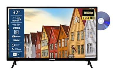 TELEFUNKEN XF32SN550SD 32 Zoll Fernseher/Smart TV (Full HD, HDR, Triple-Tuner, DVD-Player) - Inkl. 6 Monate HD+ [2023], Schwarz