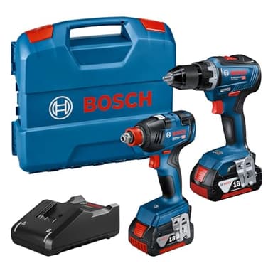 Bosch Professional 18V System Combo Kit: Drehschlagschrauber GDX 18V-200 + Bohrschrauber GSR 18V-55 (inkl. 2x 4.0Ah GBA 18V Akku, Schnellladegerät GAL 18V-40, L-Case)