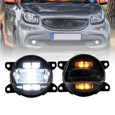NSLUMO LED-Nebelscheinwerfer DRL Tagfahrlicht für Smart Fortwo Forfour W453, für ben.z Citan Frontstoßstange Nebelscheinwerfer Reflektoren Blinker DLR-Lauflicht 2 Stück Geräucherte Linse