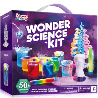 KLEVER KITS 50+ Experimente für Kinder, Kristallbaum Chemiebaukasten, STEM Aktivitäten Spielzeug Ab 8 Jahren, Geschenk für Jungen 7 Jahre Mädchen