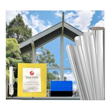Solar Systems Innen Sonnenschutzfolie - Selbstklebende Fensterfolie für Wärmeisolierung mit Montagekit - Anti-UV - Anti-Kratz-Schutzschicht - Ideal im Sommer und Winter 100x200 cm
