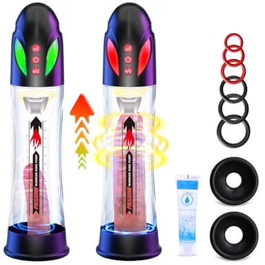 Penis Pumpe Sex Spielzeug für die Männer - Penispumpe für Penisvergrößerung mit 4 Saugenmodi & 4 Druckmodi, Elektrische Penis Pumpe Vakuumpumpe Masturbieren für Männer mit Cockring und Silikonhüllen
