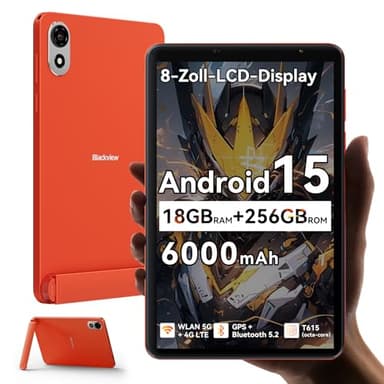 Blackview ZENO1 8 Zoll Tablet Android 15 90Hz 800x1280 - Ultra Leicht&Kompakt Gaming, T615 8-Kern KI-Chip,18 GB RAM+256 GB ROM(2TB TF)/4G LTE+WiFi 5G/Face ID/6000mAh 10W/8MP+8MP/Widevine L1/BT5.2/GMS