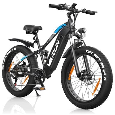 VARUN E Bike, E-Bike Herren mit 26 * 4.0 Zoll Fat Tire, 48V 18AH(864Wh) Akku, Bis zu 𝟏𝟓𝟎𝐊𝐌, 85NM Motor E-Mountainbike, E-Fatbike mit 5 PAS, 7-Gang, LCD-Display, Elektrofahrräder mit EU-Konformes