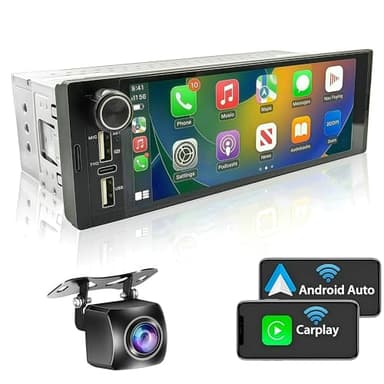 1-DIN Autoradio mit Bildschirm, 1Din Radio Apple CarPlay & Android Auto -6.9" Touch Display Autoradio mit Navi Bluetooth, Rückfahrkamera-Eingang USB FM/RDS