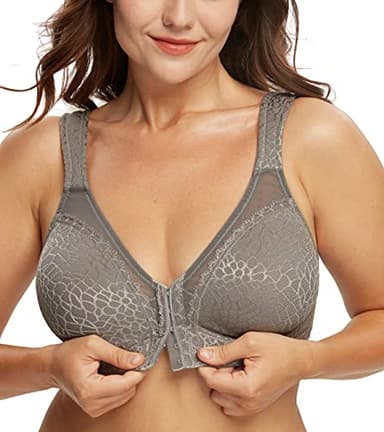 DotVol Damen Vollschalen Vorne Vershcluss Starker Halt Ohne Bügel Große Größen Funktioneller Minimizer BH(Grau,85D)