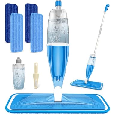 Bodenwischer mit Sprühfunktion - EXEGO Sprühwischer Bodenwischer mit 4-Mikrofaserbezug, Spray Mops Wischmopp Wischer Boden Nass- & Trockenmopps für Hartholz, Marmor, Laminat, Fliesen den Haushalt