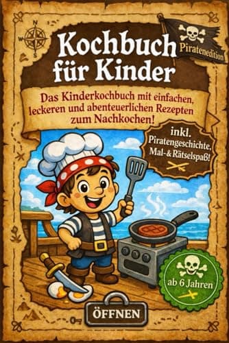 Kochbuch für Kinder - Piratenedition: Das Kinderkochbuch mit einfachen, leckeren und abenteuerlichen Rezepten zum Nachkochen! - inkl. Piratengeschichte, Mal- & Rätselspaß! -ab 6 Jahren