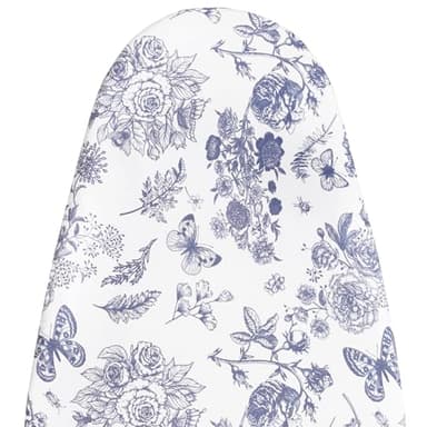 MinoCino Bügelbrettbezug 125x45cm, Dicker Bügelbrettbezug mit 6 mm Filzpolsterung, Verstellbarer Kordelzug, Klettverschlüssen, Blumen- und Schmetterlingsdruck