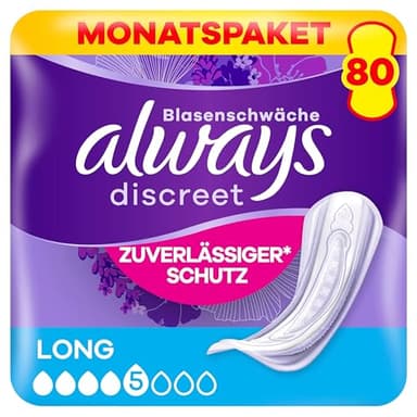 Always Discreet Inkontinenzeinlagen für Frauen Long 80 Stück Rundumschutz Unglaubliche Diskretion