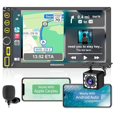 [Upgrade] Drahtloses A-pple CarPlay & Android Auto Autoradio 2 Din, 7-Zoll Digital Media-Receiver, Doppel Din Radio mit Bildschirm, Rückfahrkamera, Mirror Link, RDS/FM/AM/Phone GPS Navi, SWC, Typ-C