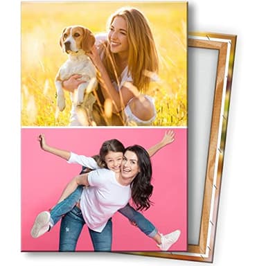 KL KUNSTLAB Fotocollage. Deine 2 Fotos auf Leinwand 20x30 cm Hochformat. Holzrahmen Personalisierbar. Fotogeschenk selbst gestalten. Sofort hochladen.