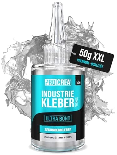 PROCREA® Premium Sekundenkleber (50 g) "Ultra Bond" extra stark [24 Monate Haltbarkeit & Anti-Austrocknungs-Spitze] Universeller Dickflüssiger Superkleber & Alleskleber in bester Industrie-Qualität