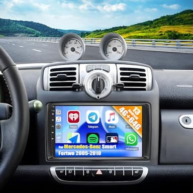 4G+64G CAMECHO Android 13 Autoradio mit Navi für Mercedes-Benz Smart Fortwo 2005-2010,8 Core丨9 Zoll Bildschirm Autoradio mit Carplay Android Auto,Bluetooth RDS/FM MirrorLink