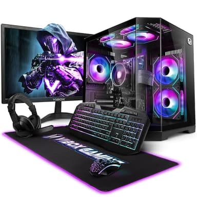 Vibox I-507 Gaming PC Set Komplett • Monitor 22 Zoll • AMD Ryzen 3 3200G 4,0GHz • Radeon Vega 8 • 16GB RAM • 1TB NVMe SSD • Linux OS • WLAN • Schwarz