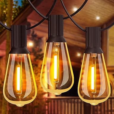 GLUROO Lichterkette Außen,18M Lichterkette außen strom mit 31pcs ST38 LED Glühbirnen,2200K Warmweiß,Wasserdicht Außen Lichterketten für Garten,Terrasse,Partys