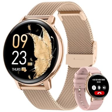 Sanorum Smartwatch Damen, 1,39" HD Fitnessuhr mit Telefonfunktion, Menstruationszyklus, 120+ Sportmodi, 24H Pulsuhr SpO2, Schlafmonitor, Kalorien, Fitness Tracker Sportuhr für iOS Android Roségold