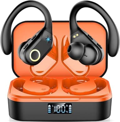Bluetooth Kopfhörer Sport, in Ear Kopfhörer Kabellos Bluetooth 5.3 ENC Noise Cancelling Mikrofon HD Anruf, Bass Stereoklang Earbuds, 60H Spielzeit USB C Ladekoffer LED Anzeige IP7 Wasserdicht Ohrhörer