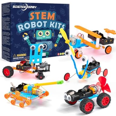 SCIENCE DIARY STEM Spielzeug Roboter Bausatz für Kinder - Technik-Experimente mit Motor & Werkzeug, Lernspielzeug zum Bauen & Forschen, Geschenk für Jungen & Mädchen zu Geburtstag & Weihnachten