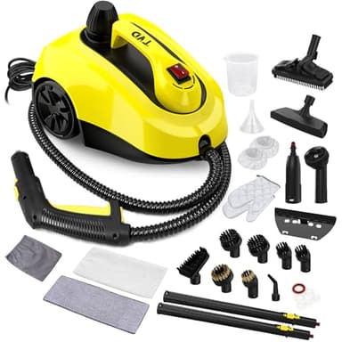 TVD Dampfreiniger für Bodenreinigung, Dampfreiniger mit 26-teiligem Zubehör, 5 Meter Netzkabel für Bodendampfer, Ofen, Teppich, Sofa, Polster (gelb) (light yellow)
