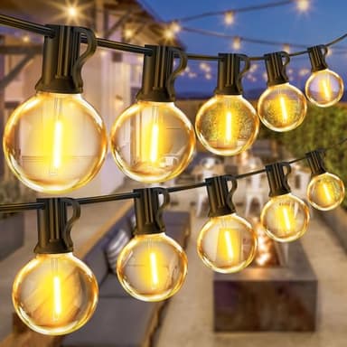 Vanranger Lichterkette LED Außen Strom Outdoor 65.5 Ft G40 20M Glühbirnen Garten Beleuchtung Balkon für Terrasse Party Lichterketten Aussen IP44 Wetterfest Pavillon String Lights Aussenlichterkette