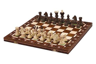 Hochwertige dekorative handgefertigte große hölzerne Schach Set Ambassador 52cm x 52cm by Sunrise Chess & Games