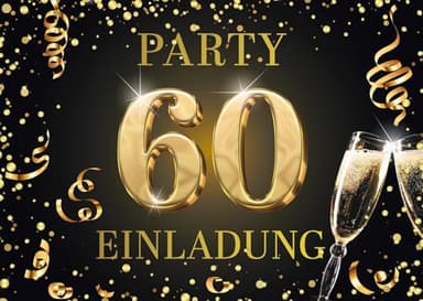 Edition Colibri Einladungskarten zum 60. Geburtstag, 10 Stück, Format A6, Karten-Set, Einladung, zum Beschriften, Party schwarz, gold (11178 DE)