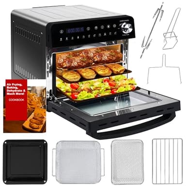 14L Minibackofen Heißluftfritteuse | Vielseitig 1800W Airfryer XXL Visualisiertes Fenster, 11 in1 Ofen Max Temperatur 210℃ Touch Screen, Heissluftfritteuse Mini Backofen mit 7 Zubehör und Rezeptbuch