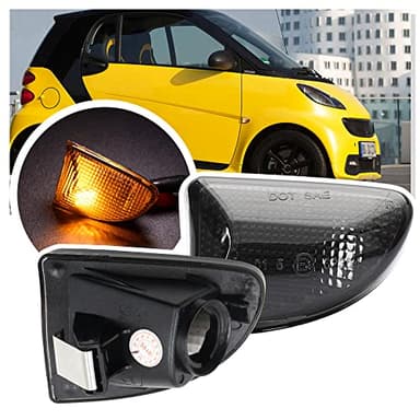 NSLUMO Seitenblinkergehäuse für Smart Fortwo 451 MK1 MK2 2007-2015 2X Rauchglas-Blinker-Repeater-Licht Seitenmarkierungs-Blinker