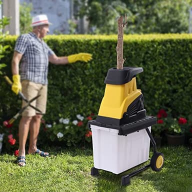 Elektro-Leisehäcksler (2500 W, max. 45 mm Aststärke, Drehrichtungsumschalter, Transparente 45 L Fangbox, Integrierter Sicherheitsschalter) Elektro Gartenhäcksler Walzenhäcksler