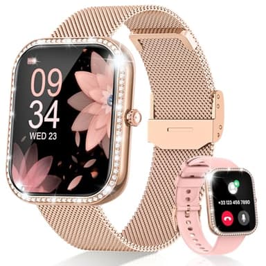 JoJoego Smartwatch Damen mit Telefonfunktion, Fitnessuhr mit 130+ Sportmodi, 24H Pulsuhr, SpO2, Menstruationszyklus, Schlafmonitor