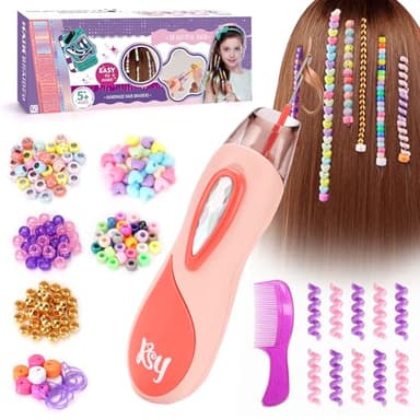 Flnlano Geschenk Mädchen 5 6 7 8 9 10 Jahre: Haarschmuck Mädchen DIY Haarperlen Set, Kreative Spielzeug Geburtstagsgeschenk für Kinder 5-12 Jahren