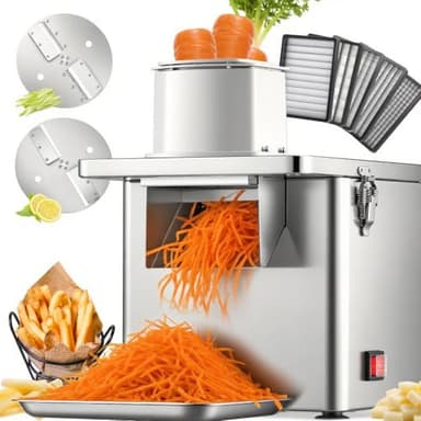 NEWTRY 4-in-1 Elektrische Gemüse Schneidemaschine - 250W Edelstahl-küchenmaschine würfelschneider für Würfeln, Raspeln, Schneiden und Streifen für gewerbliche, 200kg/h