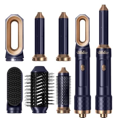 Hairstyler 6 in 1, UKLISS Haarstyler mit Warmluftbürste, Stylingbürsten, Air Auto Wrap Lockenstab, 1000W Ionen Haartrockner Föhnbürste, Massage Bürsten Airstyler für Frauen Haar Styling (Blau)