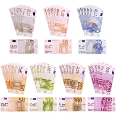 Zidoley 200 Blätter Spielgeld Euro Scheine, Fake Geld für Kaufmannsladen Deko, 5/10/20/50/100/200/500 Stück, Falschgeld Kaufladen Zubehör